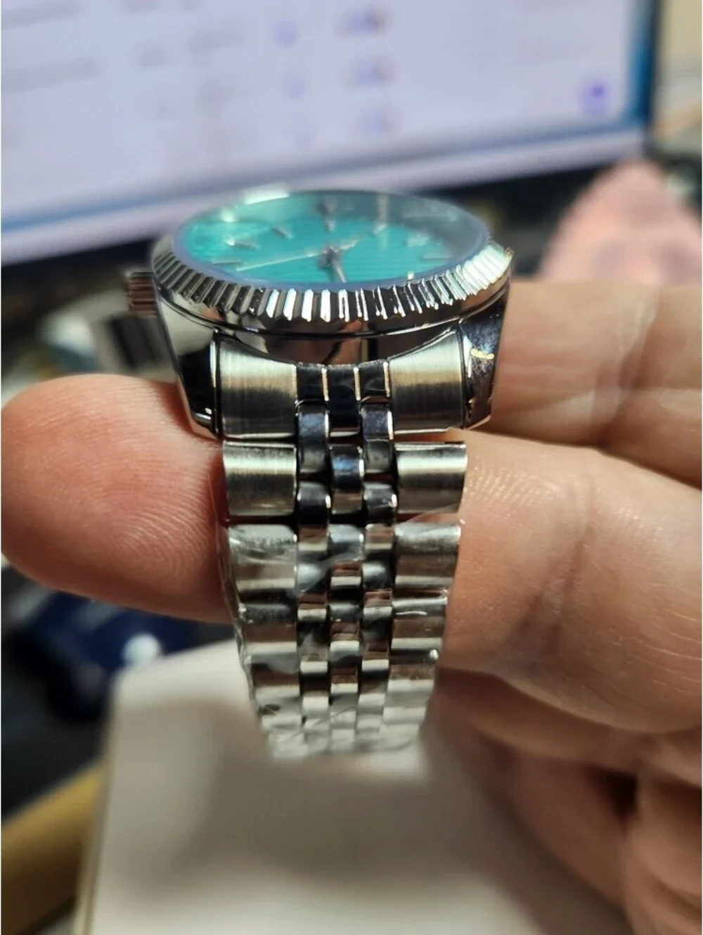 Invicta Men's Stainless Steel Wristwatch with Turquoise Dial